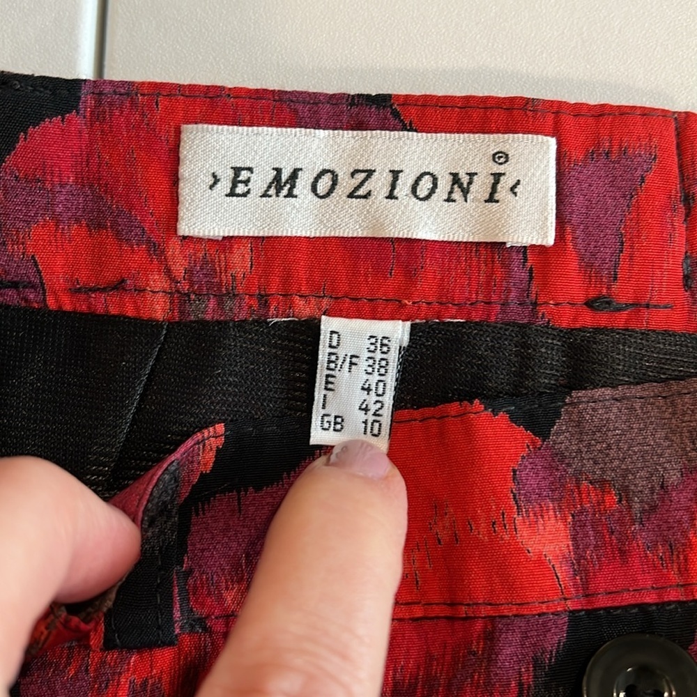Emozioni - silk, button down maxi skirt, black and red - Picture 9 of 11